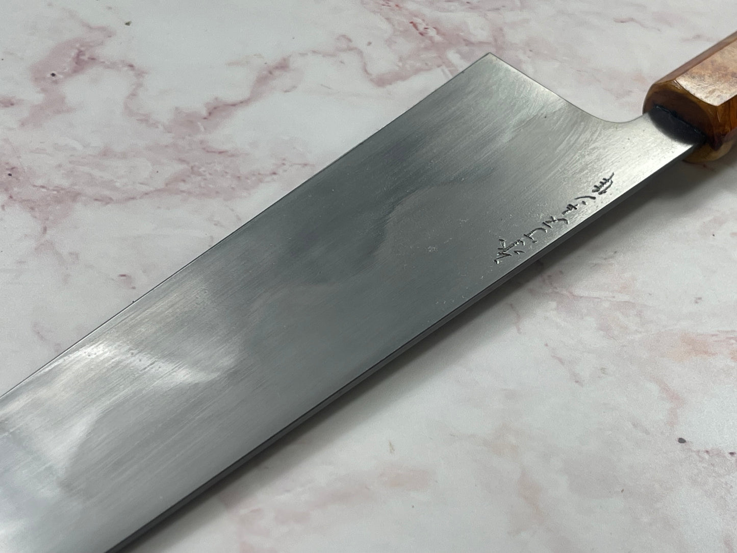 Keskin Honyaki Gyuto 240mm , Full Amboyna Burl with Amboyna Saya