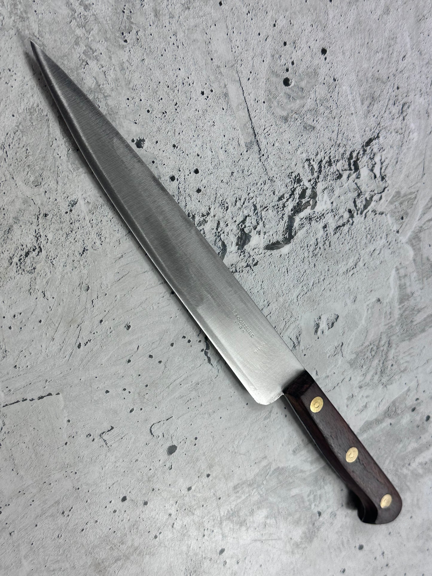 Vintage French Lacouture Slicing Knife 200mm Inox Steel Wood Handle 2191