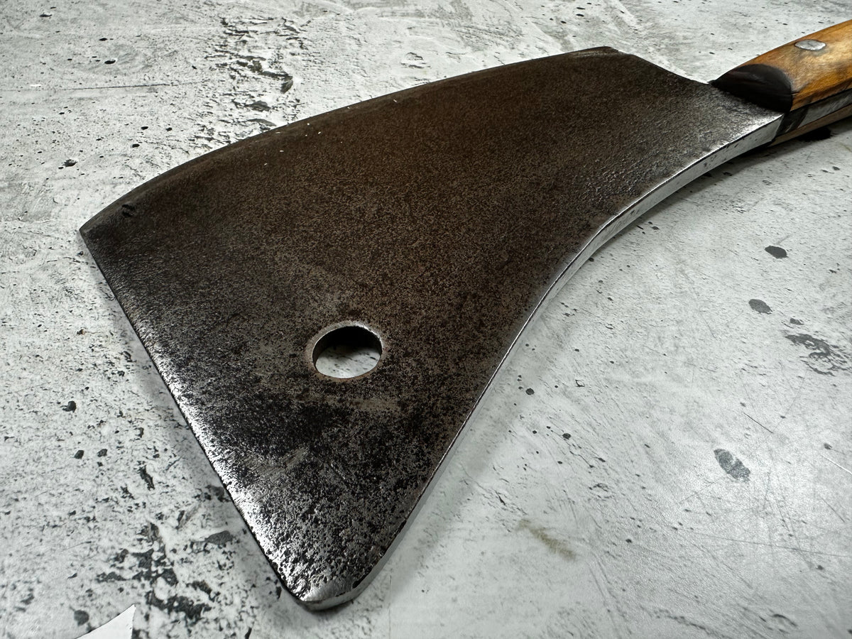Vintage Heavy Duty Butchers Cleaver Knife 200mm Carbon Steel Timber Handle 2266