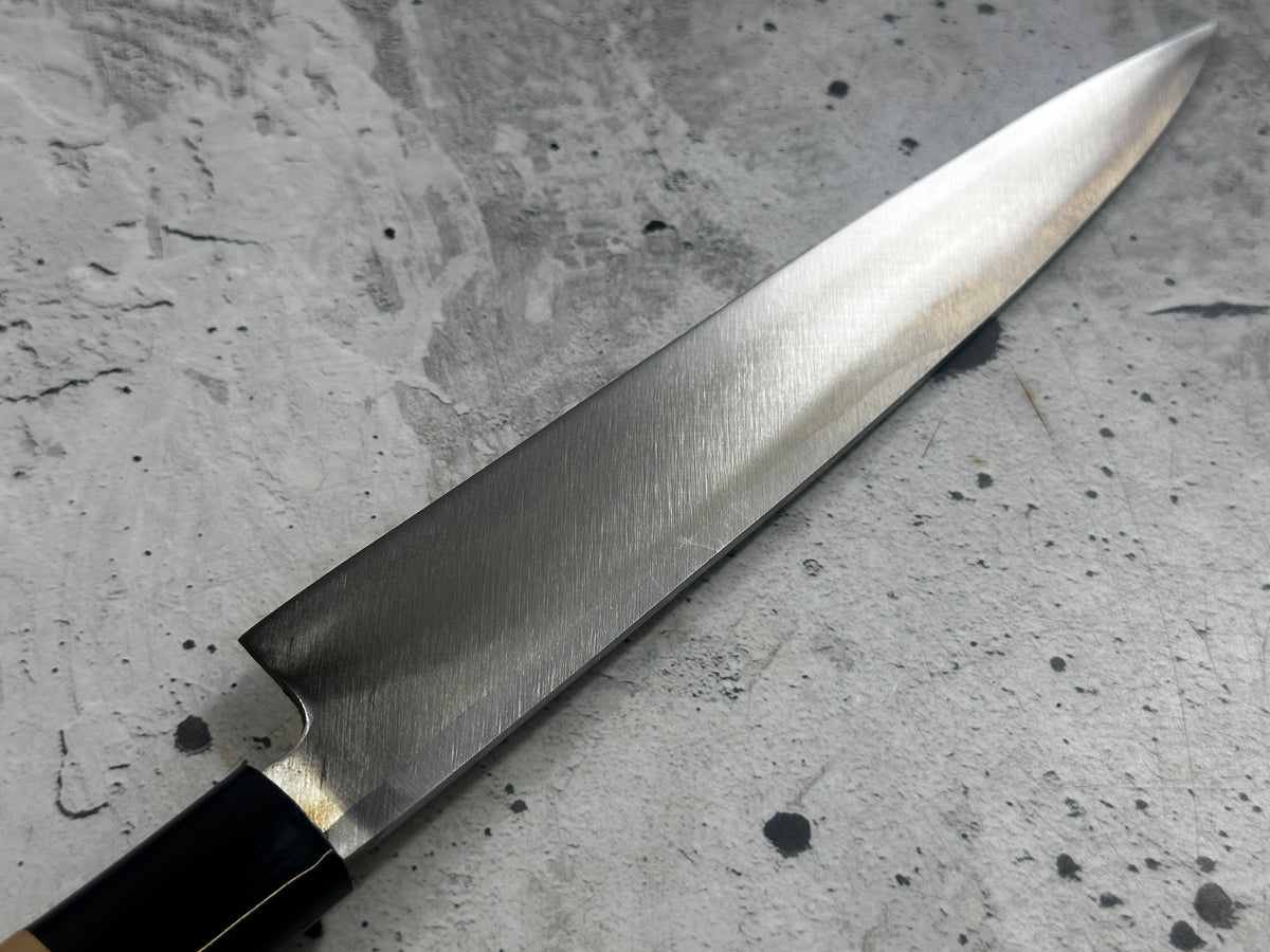 Vintage Sakai  Toshimitsu Saku Yanagiba Knife 200mm (bended) Carbon Steel 2347
