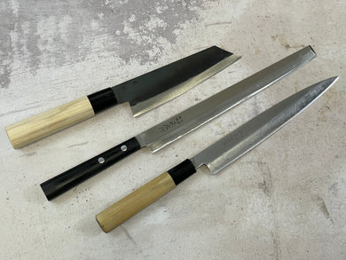 Vintage Japanese Yanagiba-Takohini-Bunka Knife Set Made in Japan 🇯🇵 1442