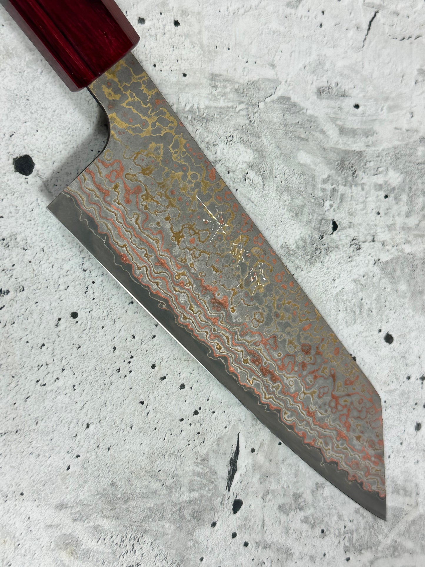 Takeshi Saji VG10-W Nashiji Rainbow Damascus Bunka 165mm