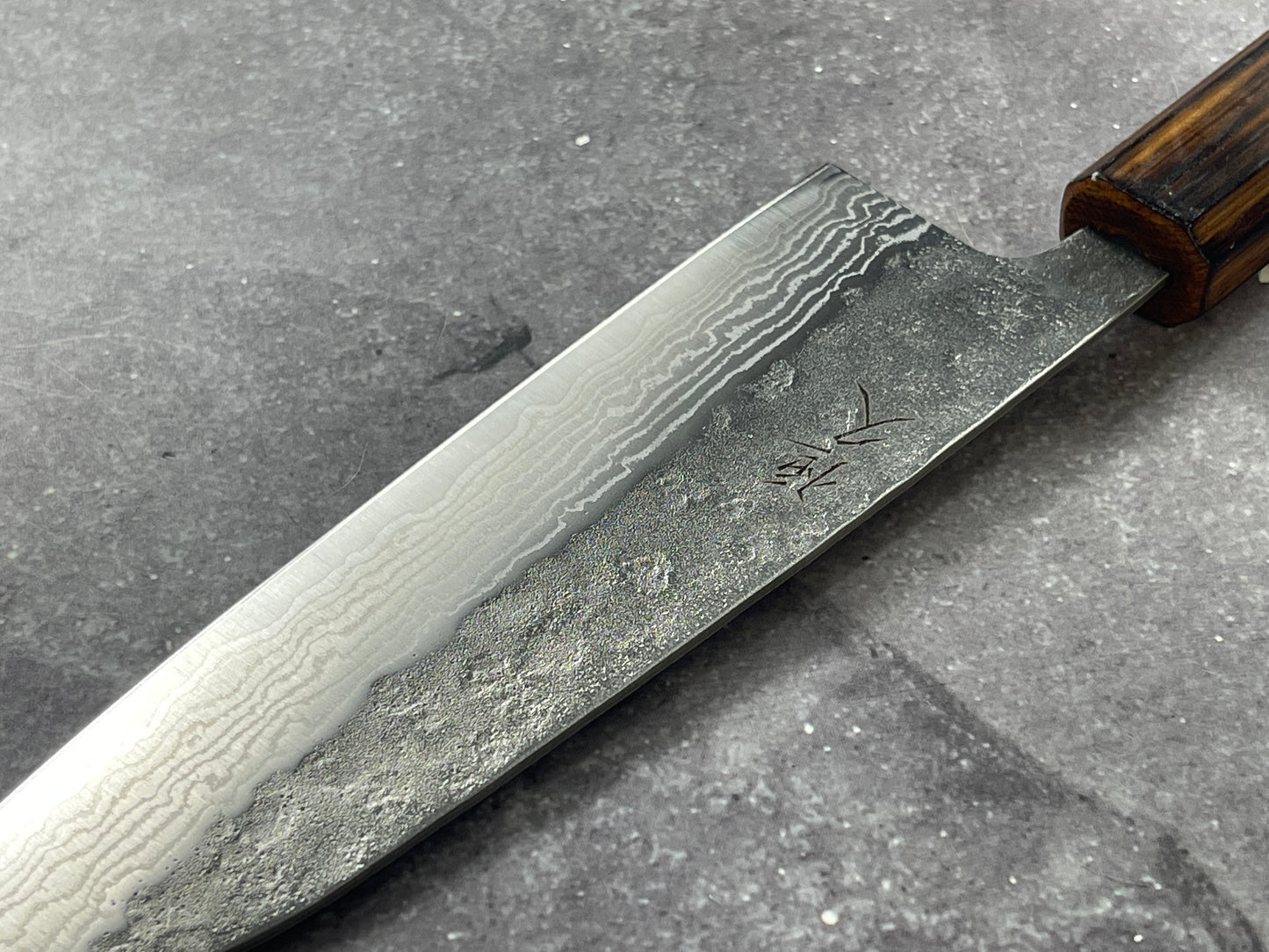 Tsunehisa 440c Damascus Nashiji Santoku 170mm Oak Handle Made in Japan 🇯🇵