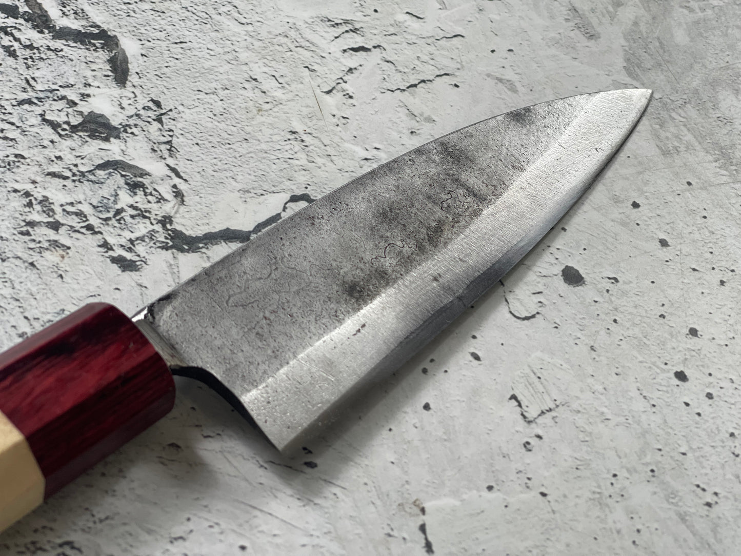 Japanese Knife Set 3x Carbon Steel Magnolia and Red Pakka Octagon Handle Made In Japan 1539