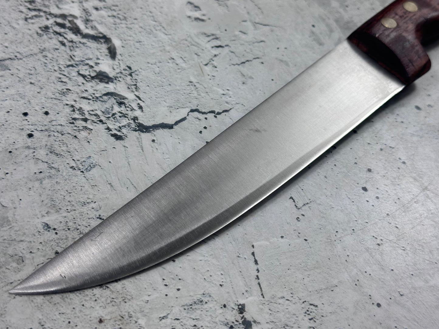 Vintage French Nogent Butcher Knife 210mm Inox Steel Wood Handle 2188