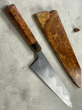 Load image into Gallery viewer, Keskin Migaki Kiritsuke 230mm Amboyna Burl &amp; Buffalo Horn with sheath