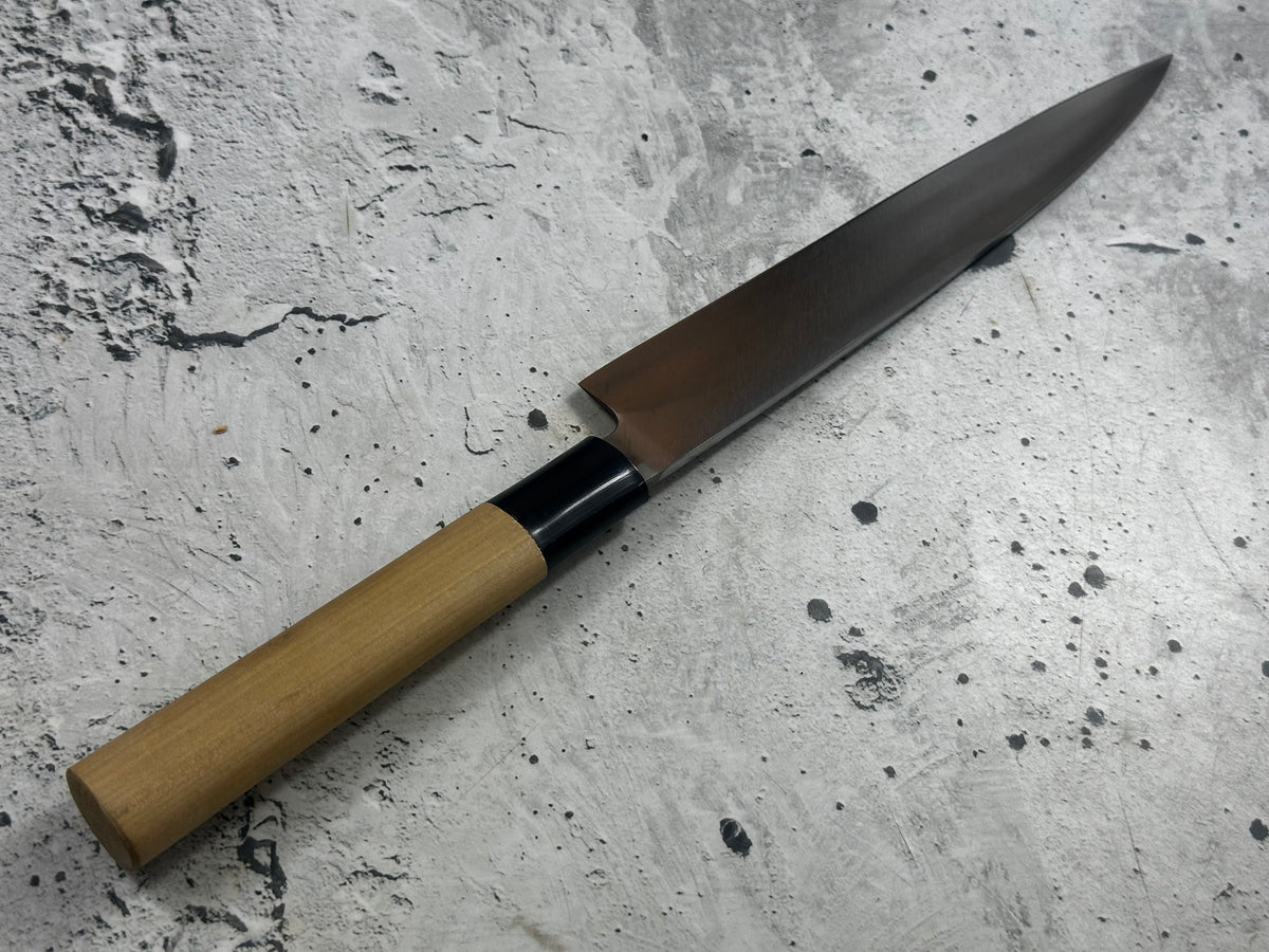 Vintage Sakai  Toshimitsu Saku Yanagiba Knife 200mm (bended) Carbon Steel 2347
