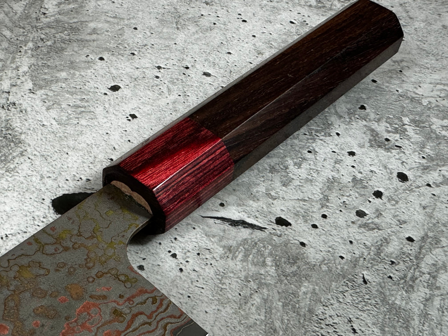 Takeshi Saji VG10-W Nashiji Rainbow Damascus Santoku 165mm
