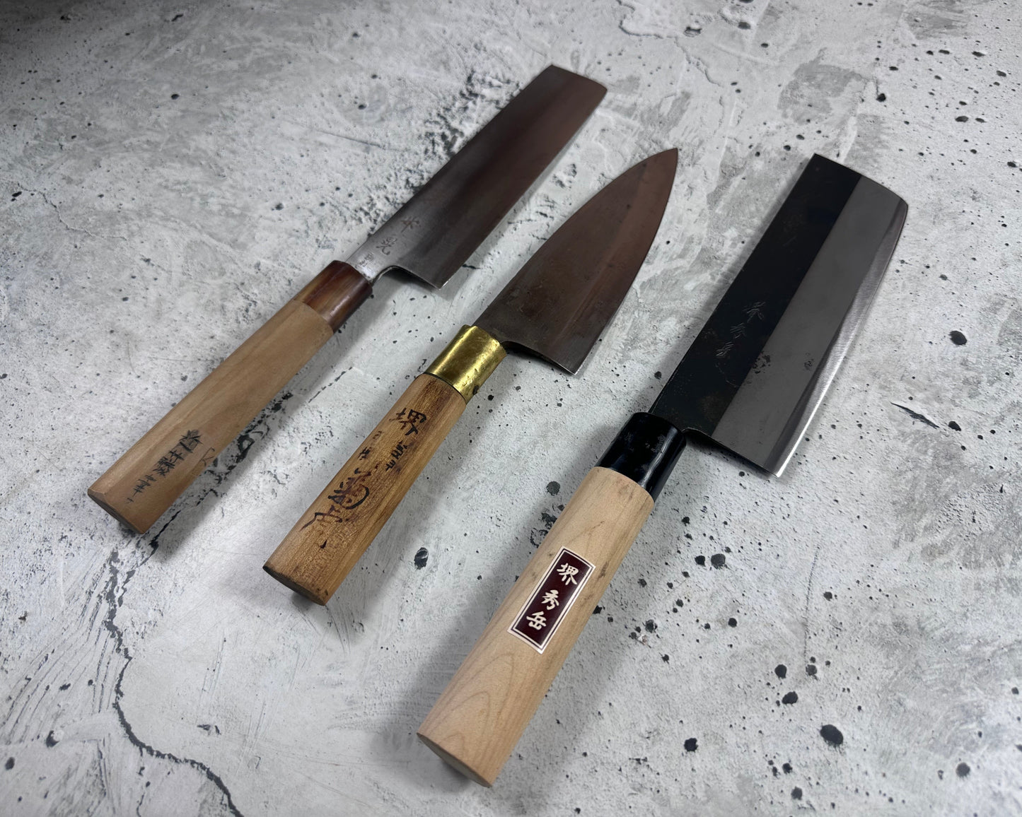 Vintage Japanese Knife Set 3x Carbon Steel Japan 2009