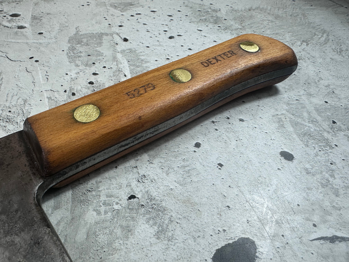 Vintage Dexter Butcher Cleaver Knife 230mm Carbon Steel Made in USA 2107