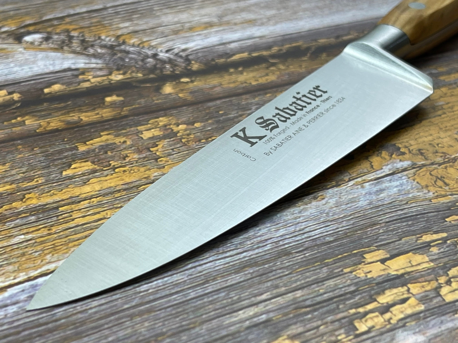 K Sabatier Chef Knife 150mm - CARBON STEEL - OLIVE WOOD HANDLE
