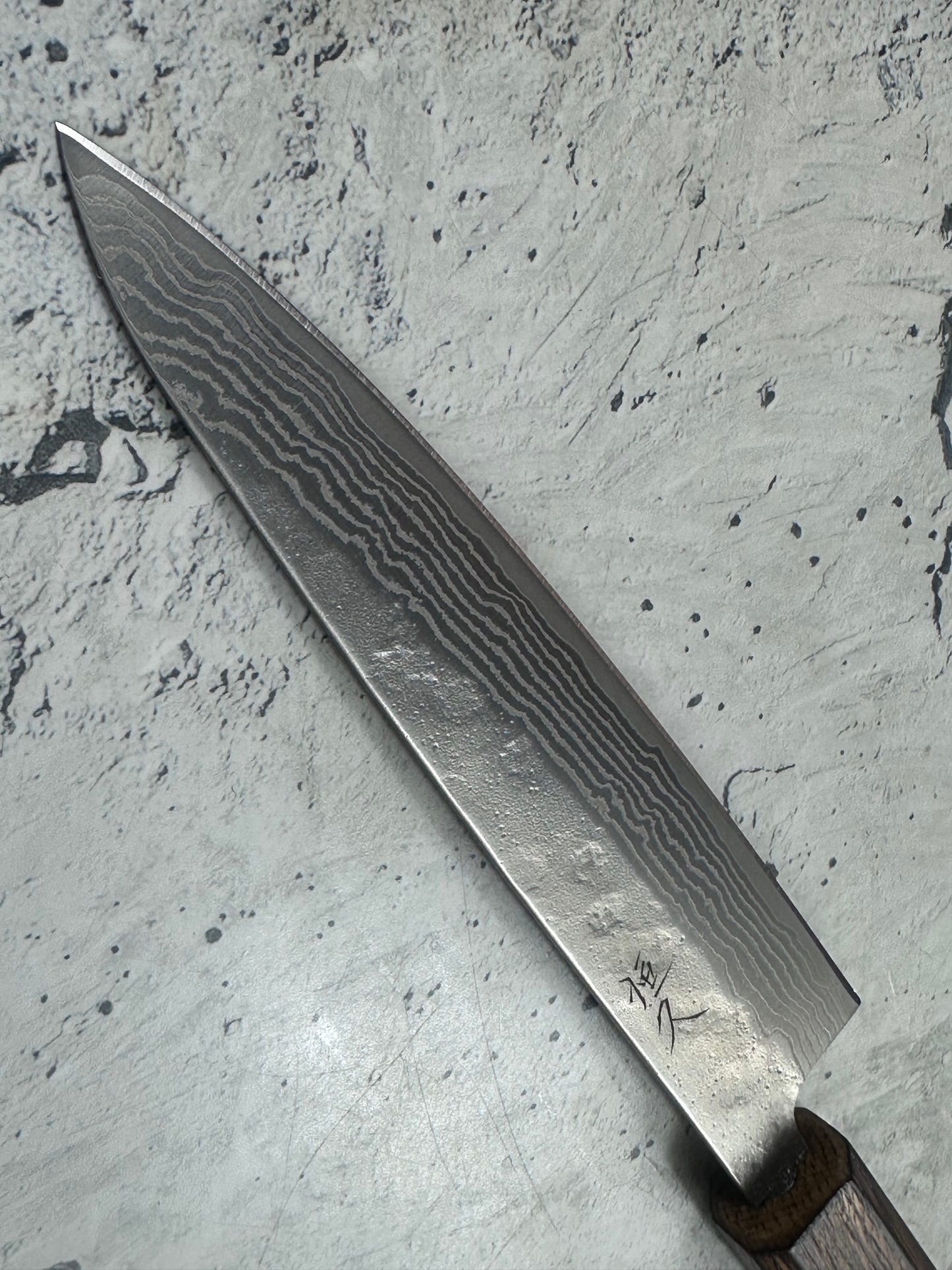 Tsunehisa 440c Damascus Nashiji Petty 150mm Oak Handle Made in Japan