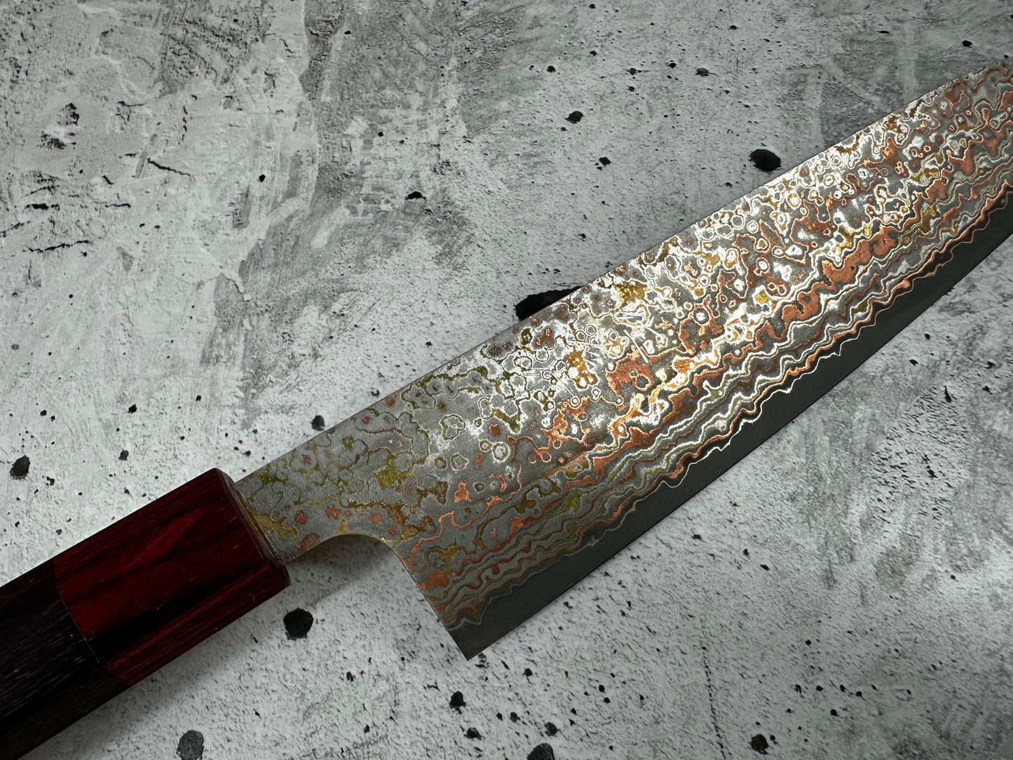 Takeshi Saji VG10-W Nashiji Rainbow Damascus Gyuto 210mm