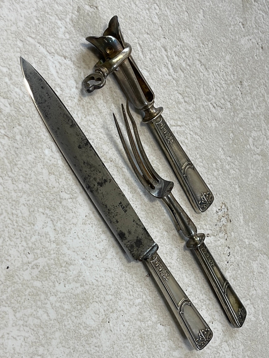 Vintage Salad and Carving Knife Set Made in France 🇫🇷 Carbon Steel 1412