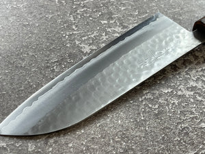 Masutani Kokuryu Tsutime Santoku 170mm  VG1 Steel Oak Handle