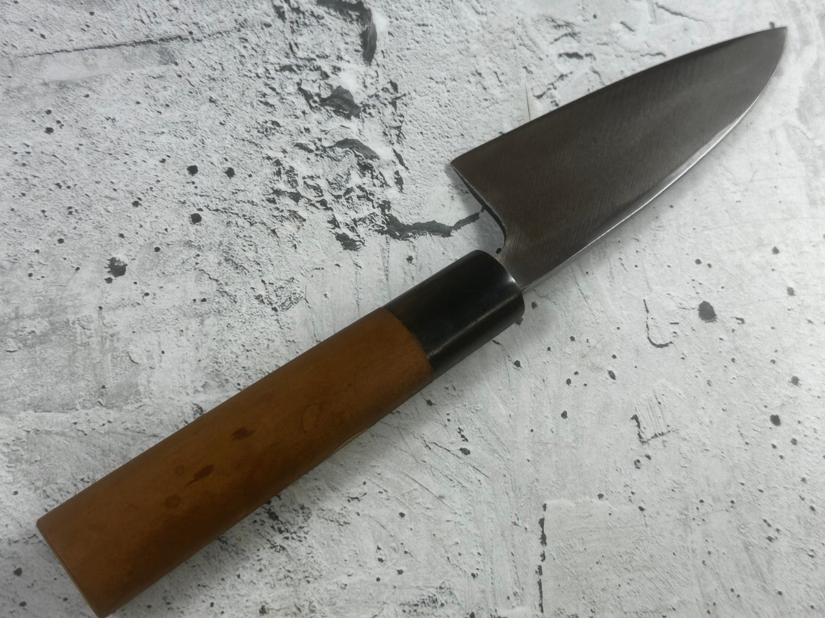 Vintage Kumpei Deba Knife 120mm Carbon Steel Wood Handle Buffalo Horn 2230