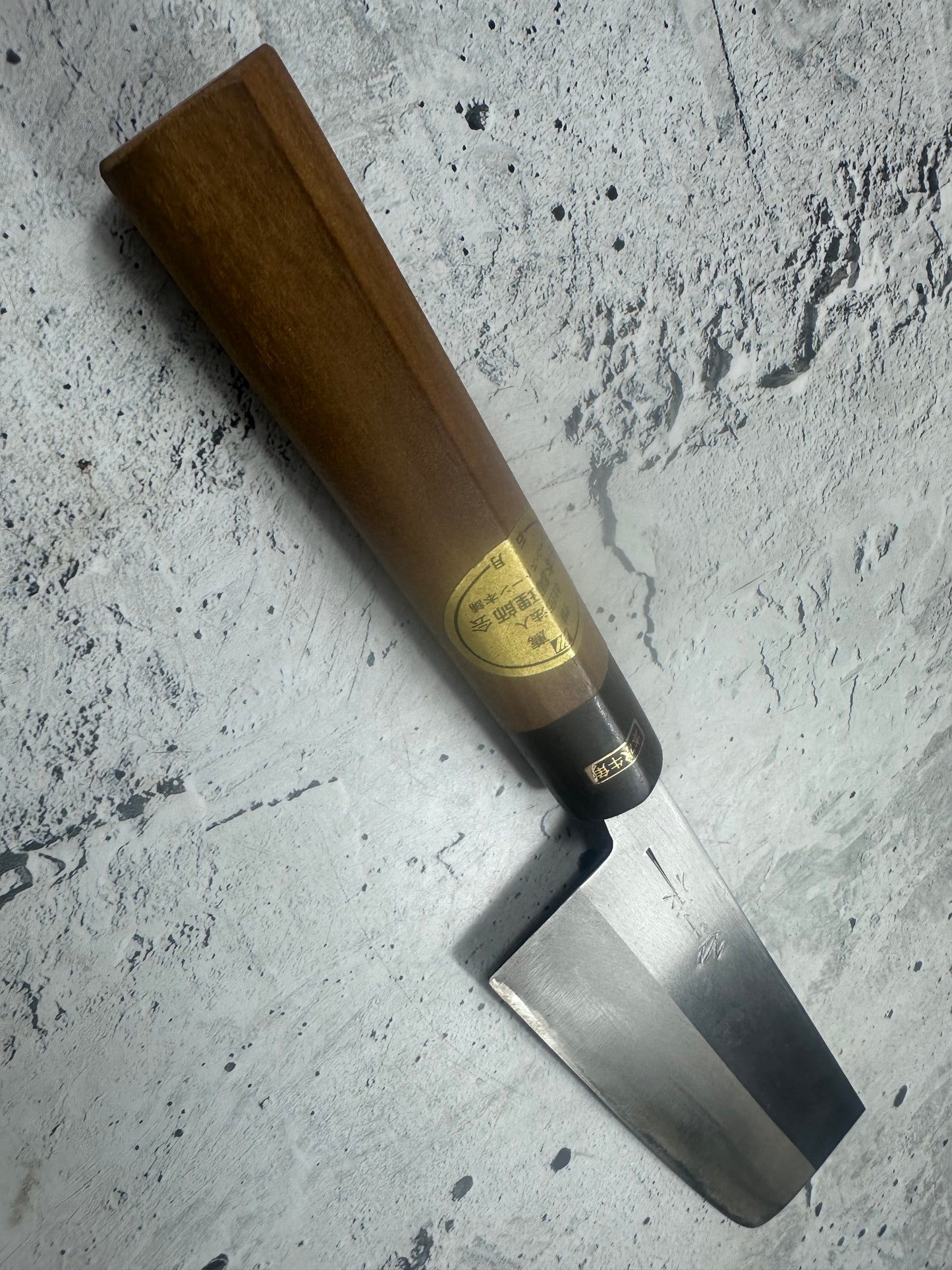 Vintage Kumpei Nakiri Knife 180mm Carbon Steel Wood Handle Buffalo Horn 2229