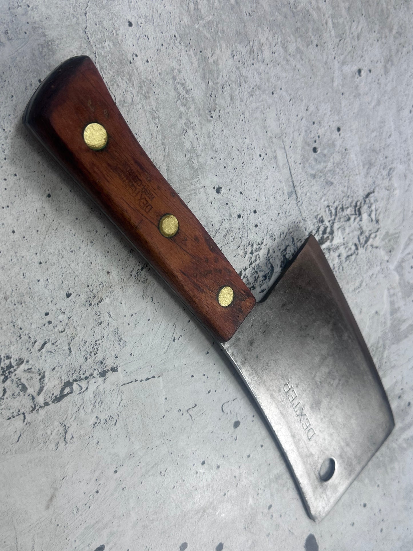 Vintage Dexter Butcher Cleaver Knife 180mm High Carbon Steel Made in USA 2105