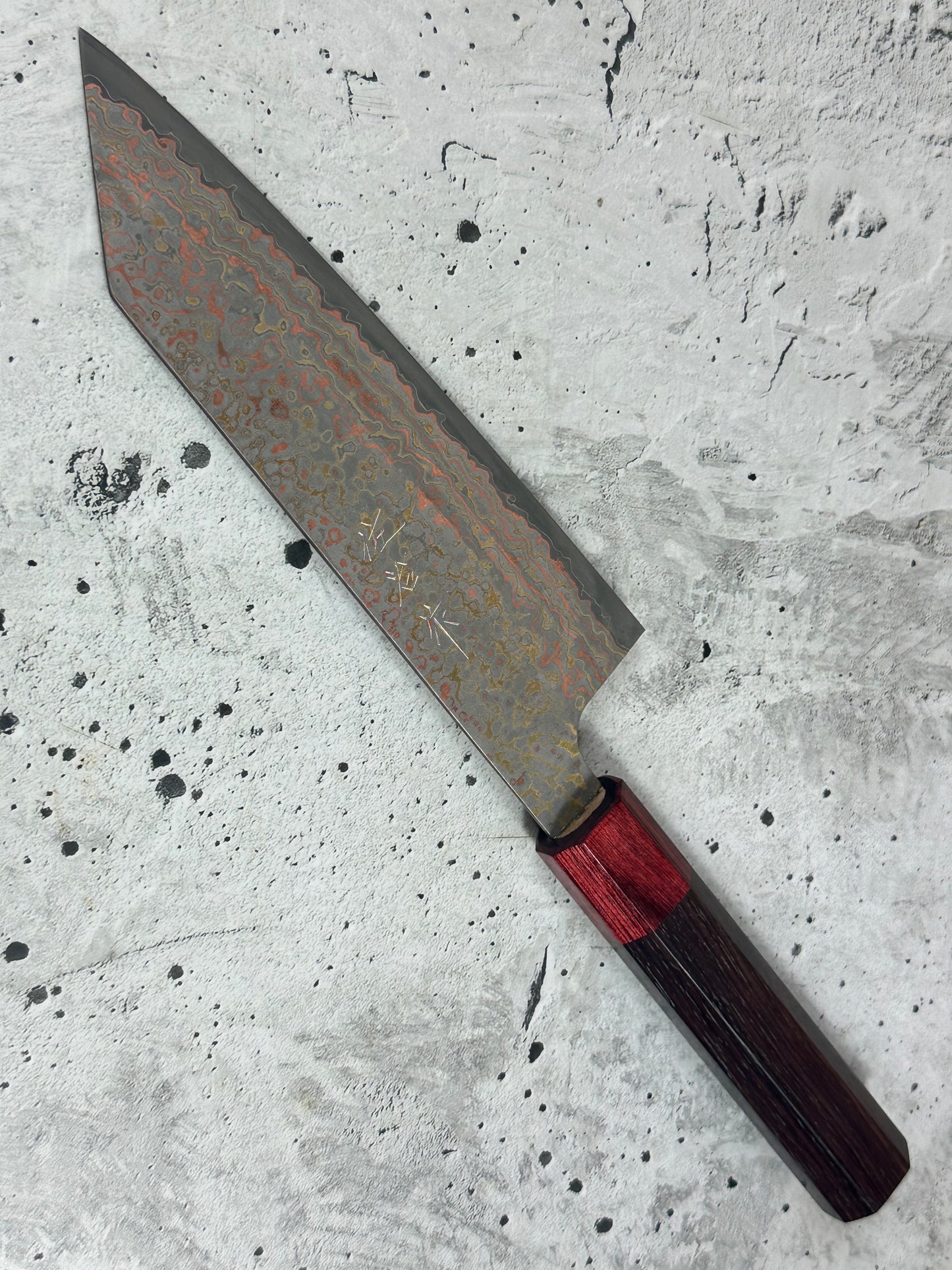 Takeshi Saji VG10-W Nashiji Rainbow Damascus Bunka 165mm