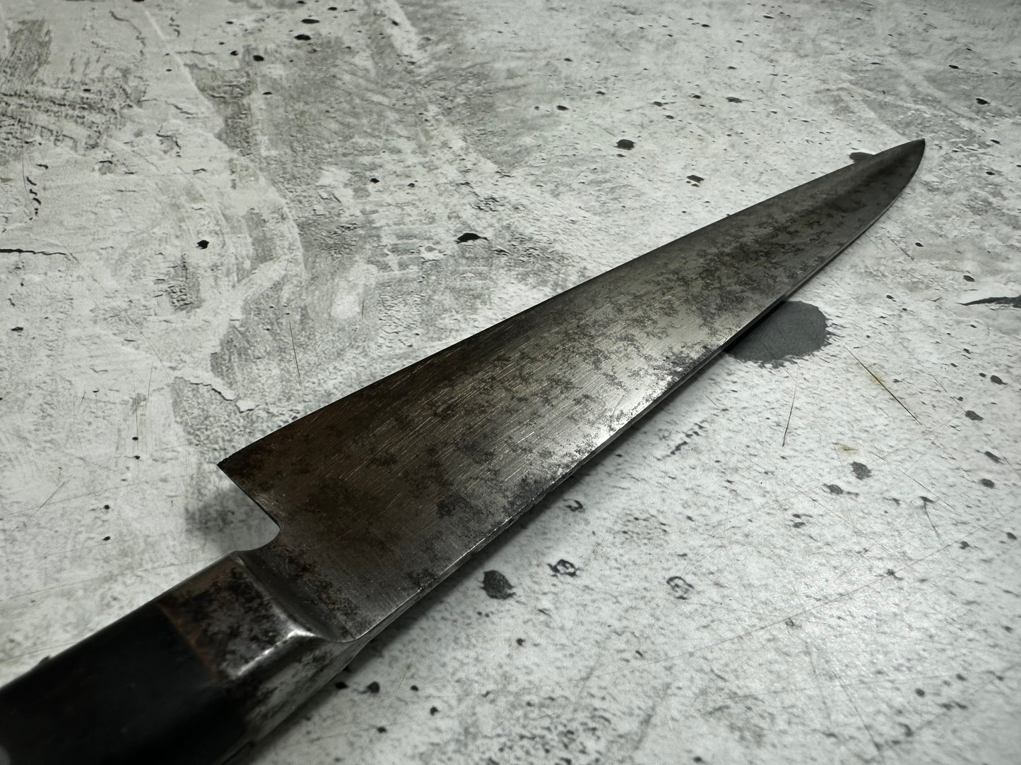 Vintage Masaaki Masateru Petty Knife 150mm Carbon Steel Western Wood Handle 2251