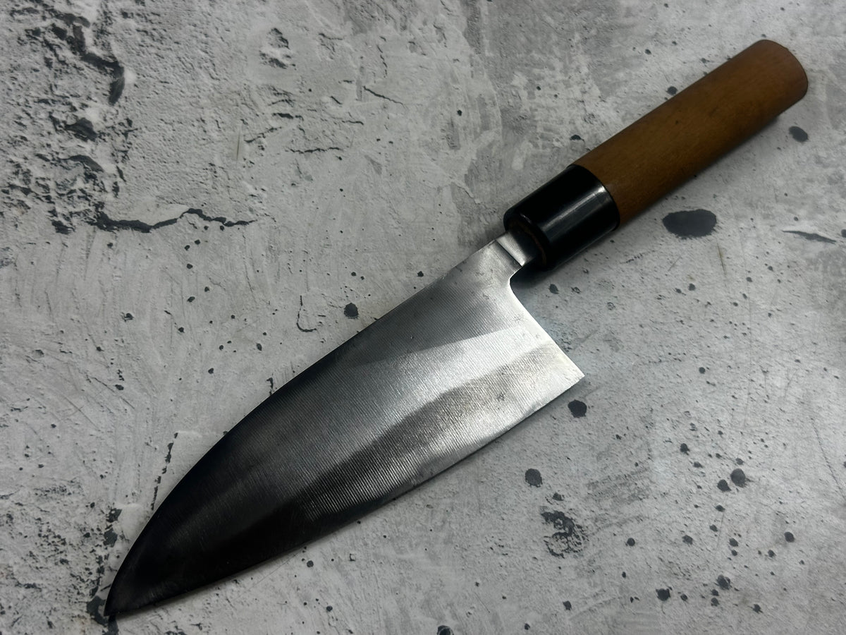 Vintage Kajigen Carbon Steel Deba Knife 150mm 2349