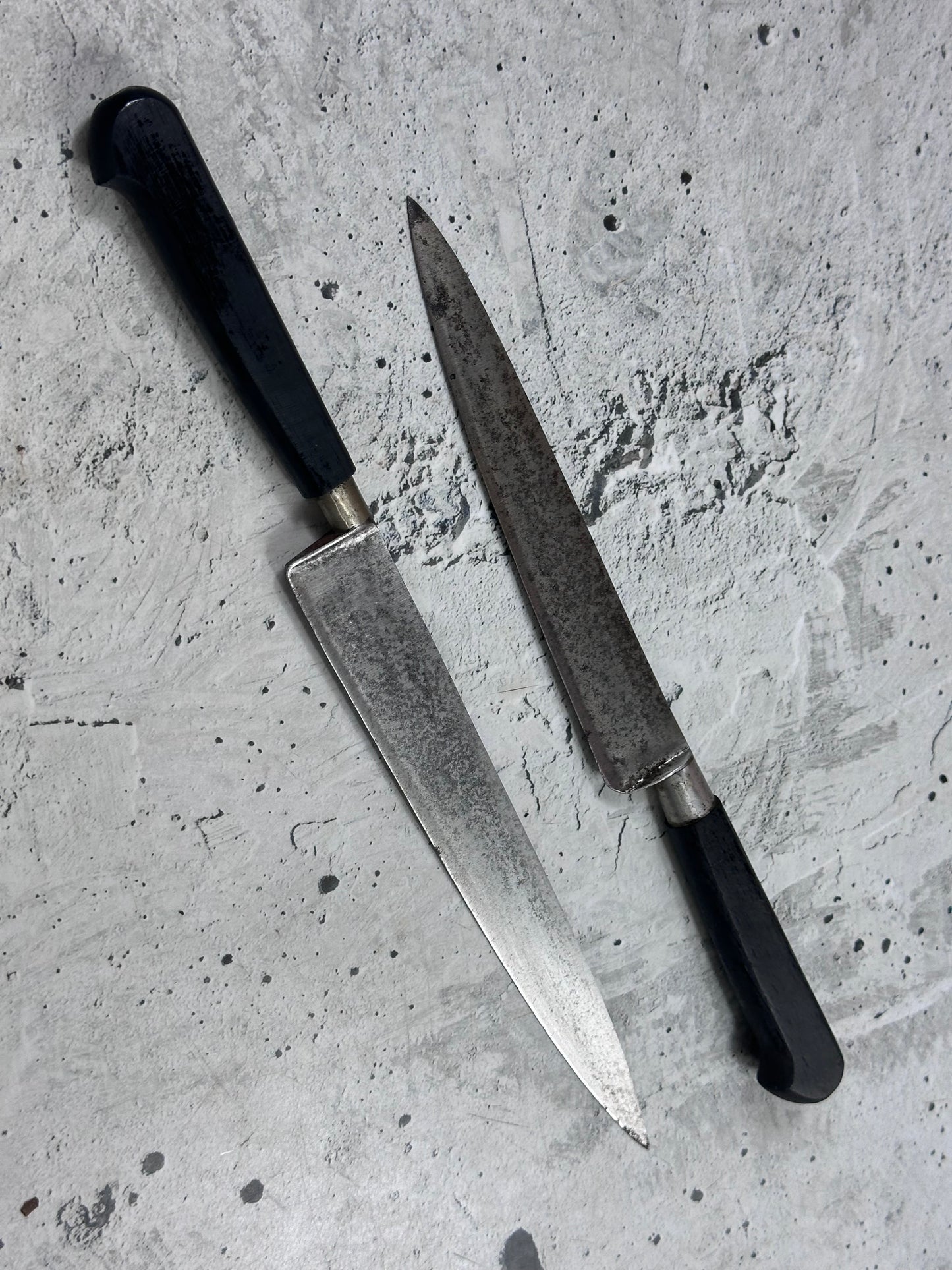 Vintage Nogent French Knife Set 2x Carbon Steel 2047