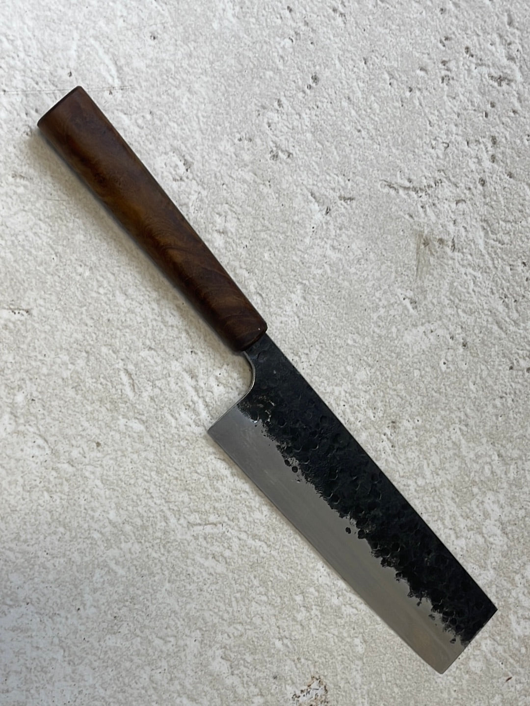 Nakiri 180mm Kurouchi Tsuchime with Jatiwood Timber Handle