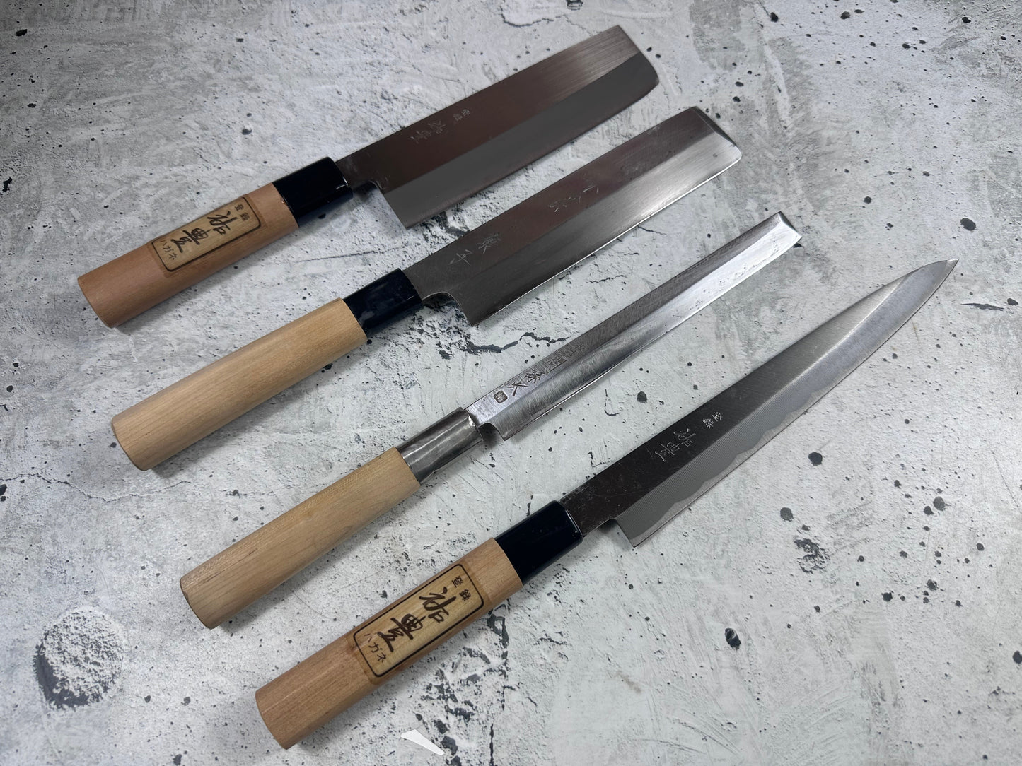 Vintage Japanese Knife Set 4x Carbon Steel Japan 2011