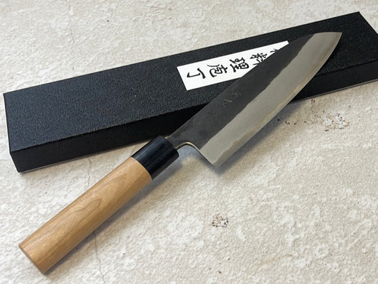 Muneishi Aogami SS Clad Santoku 180 mm  Kurochi Finish Made in Japan