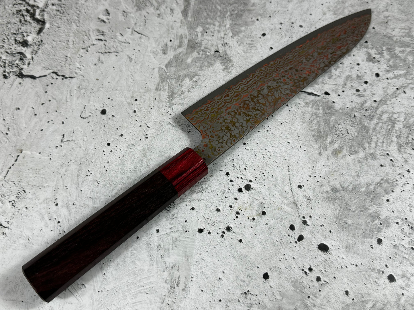 Takeshi Saji VG10-W Nashiji Rainbow Damascus Gyuto 210mm