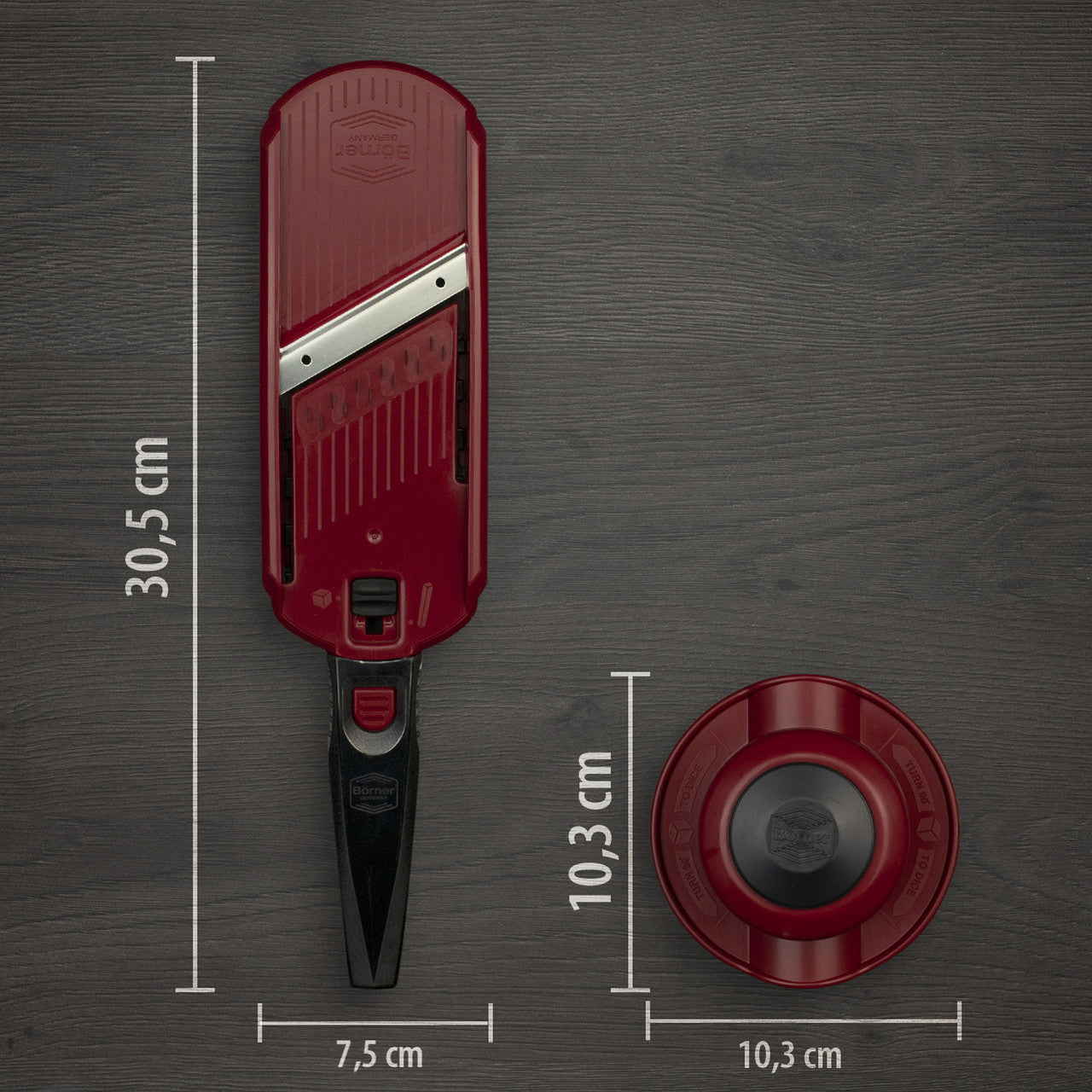 BÖRNER GERMANY Multi Dicer & Julienne Cutter Red