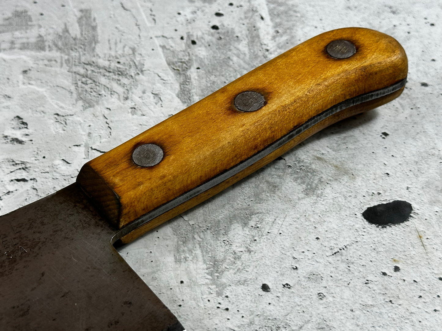 Vintage Bridell Cleaver Knife 155mm  Carbon Steel Blade Made in USA 🇺🇸 1999