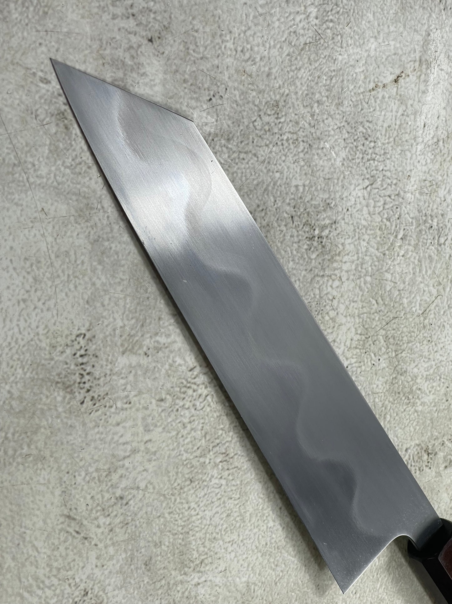 Keskin Migaki Kiritsuke 230mm Amboyna Burl Mix & Purple Resin Rosewood Ferrule