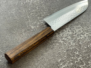 Masutani Kokuryu Tsutime Santoku 170mm  VG1 Steel Oak Handle