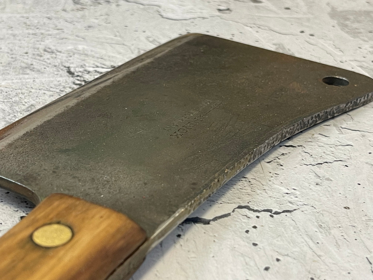 Vintage F. Dick Butcher Cleaver Knife 180mm Carbon Steel Blade Made in Germany 1529