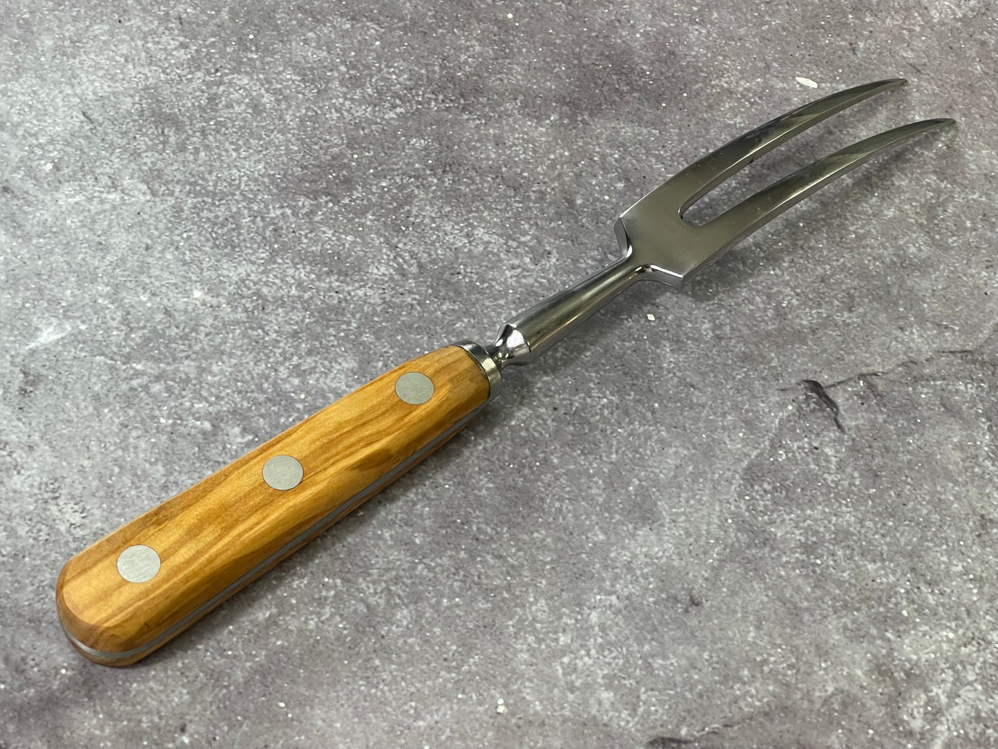 K Sabatier Curbed Fork 150mm - HIGH CARBON STEEL - OLIVE WOOD HANDLE