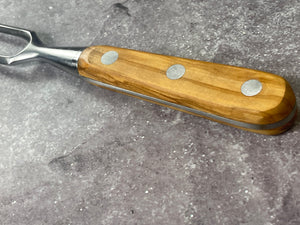 K Sabatier Bayonet Fork 170mm - HIGH CARBON STEEL - OLIVE WOOD HANDLE