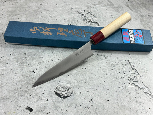 MASAKAGE YUKI petty 150mm Oval Magnolia wood with Red Pakka wood