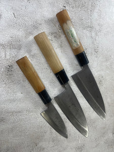 Vintage Japanese Deba Knife Set 3x Carbon Steel Made in Japan 🇯🇵 1904