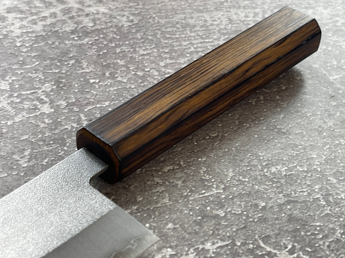 Masutani Kokuryu Nashiji Santoku 170mm  VG1 Steel Oak Handle