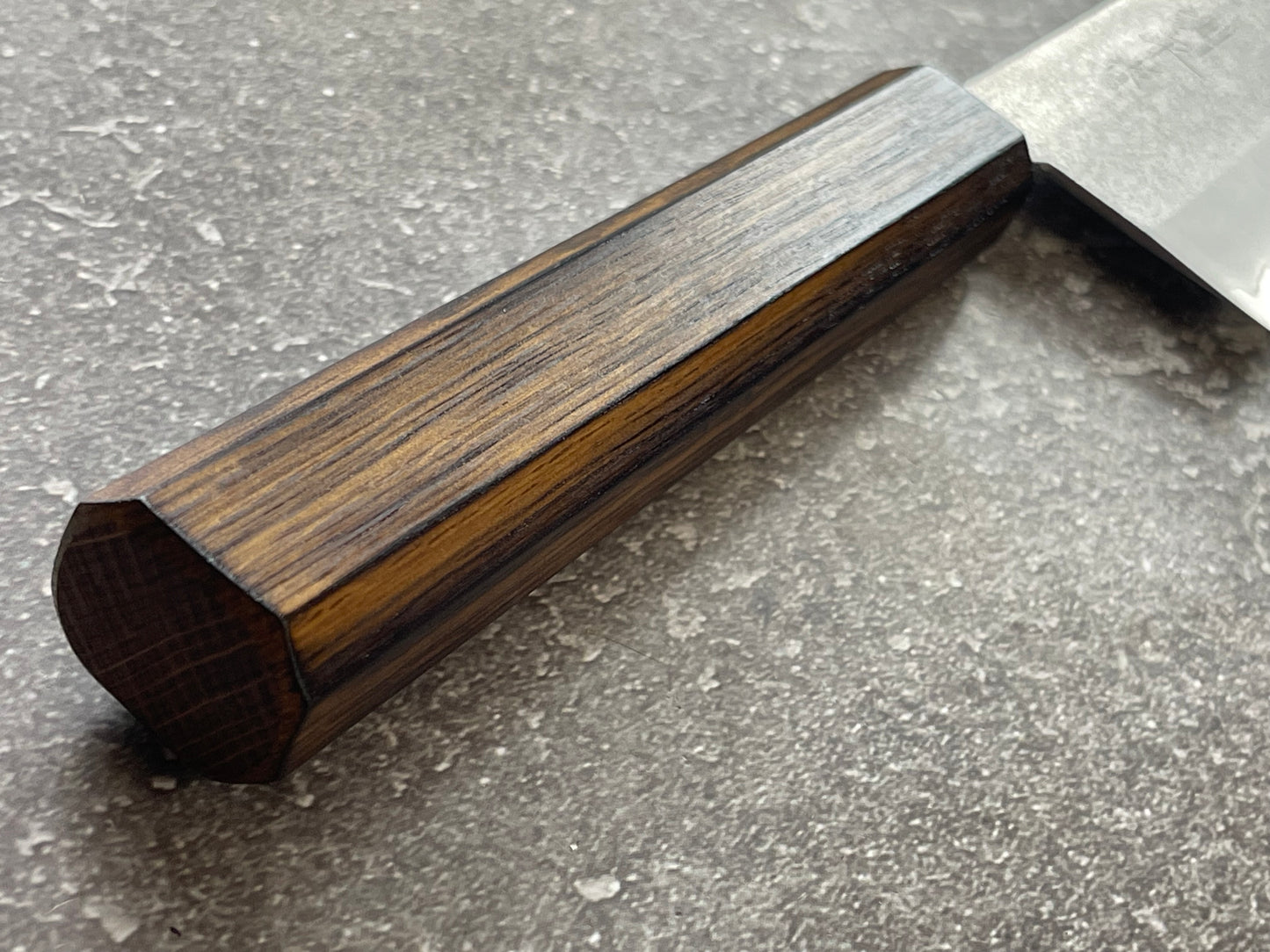 Masutani Kokuryu Nashiji Santoku 170mm  VG1 Steel Oak Handle