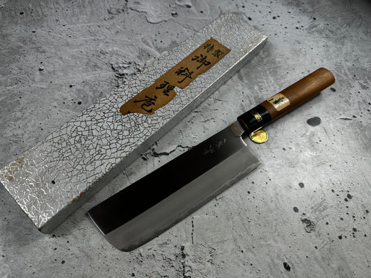 Vintage Kanehiko Hand-Forged Japanese Nakiri 170mm Carbon Steel Timber Handle 2286