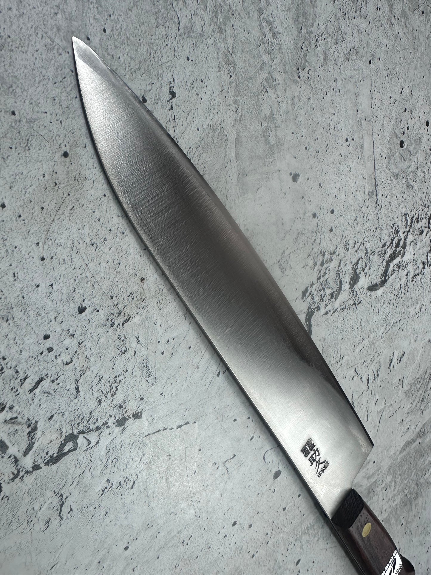 Vintage Gensukehisa Gyuto 240mm Carbon Steel Wood Handle 2240