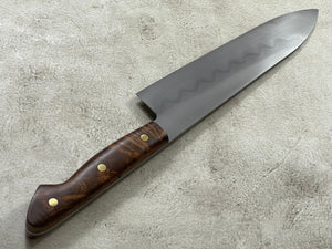 Kanefusa Full Tang Gyuto 230mm Teakwood Burl Set Brass Pins & Sheath