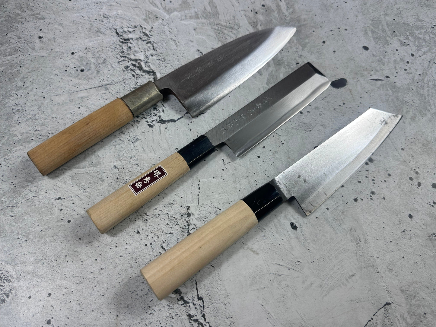 Vintage Japanese Knife Set 3x Carbon Steel Japan 2008