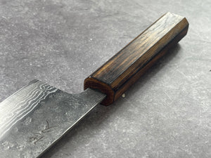 Tsunehisa 440c Damascus Nashiji  Santoku 170mm Oak Wood Handle - Made in Japan 🇯🇵