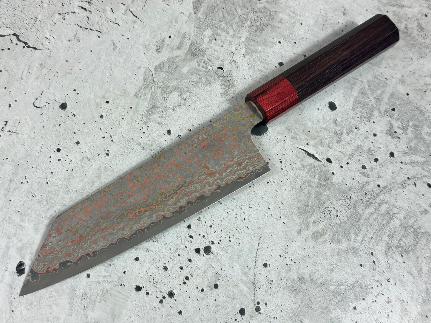 Takeshi Saji VG10-W Nashiji Rainbow Damascus Bunka 165mm