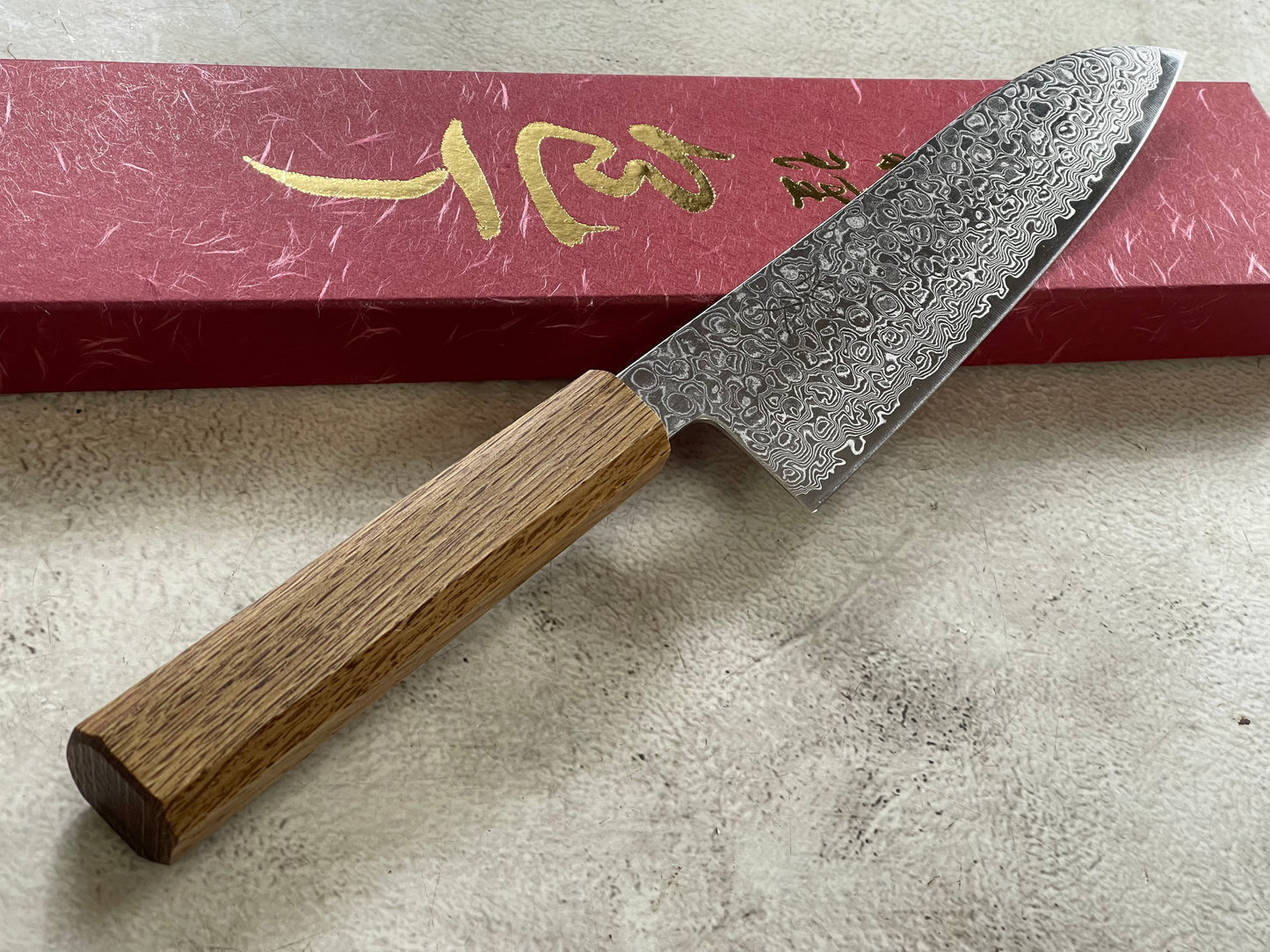 Tsunehisa ZA18 Damascus Santoku 180mm Oak Handle Made in Japan 🇯🇵