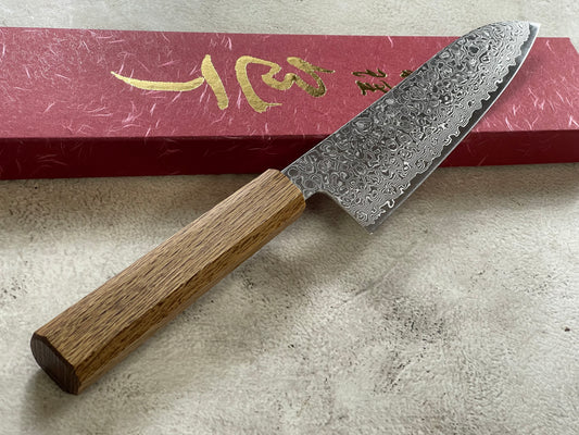 Tsunehisa ZA18 Damascus Santoku 180mm Oak Handle Made in Japan 🇯🇵