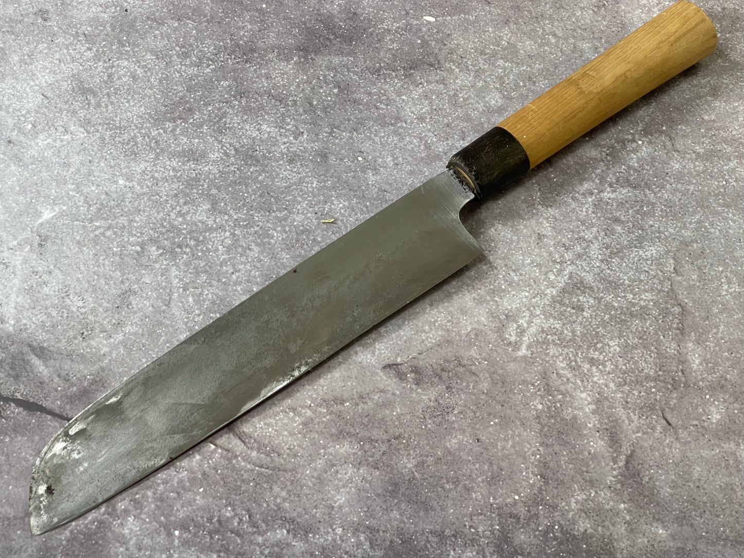 Vintage Santoku  Knife 220mm Carbon Steel Blade Made Japan  1677